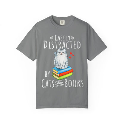 Easily Distracted by Books and Cats T-shirt