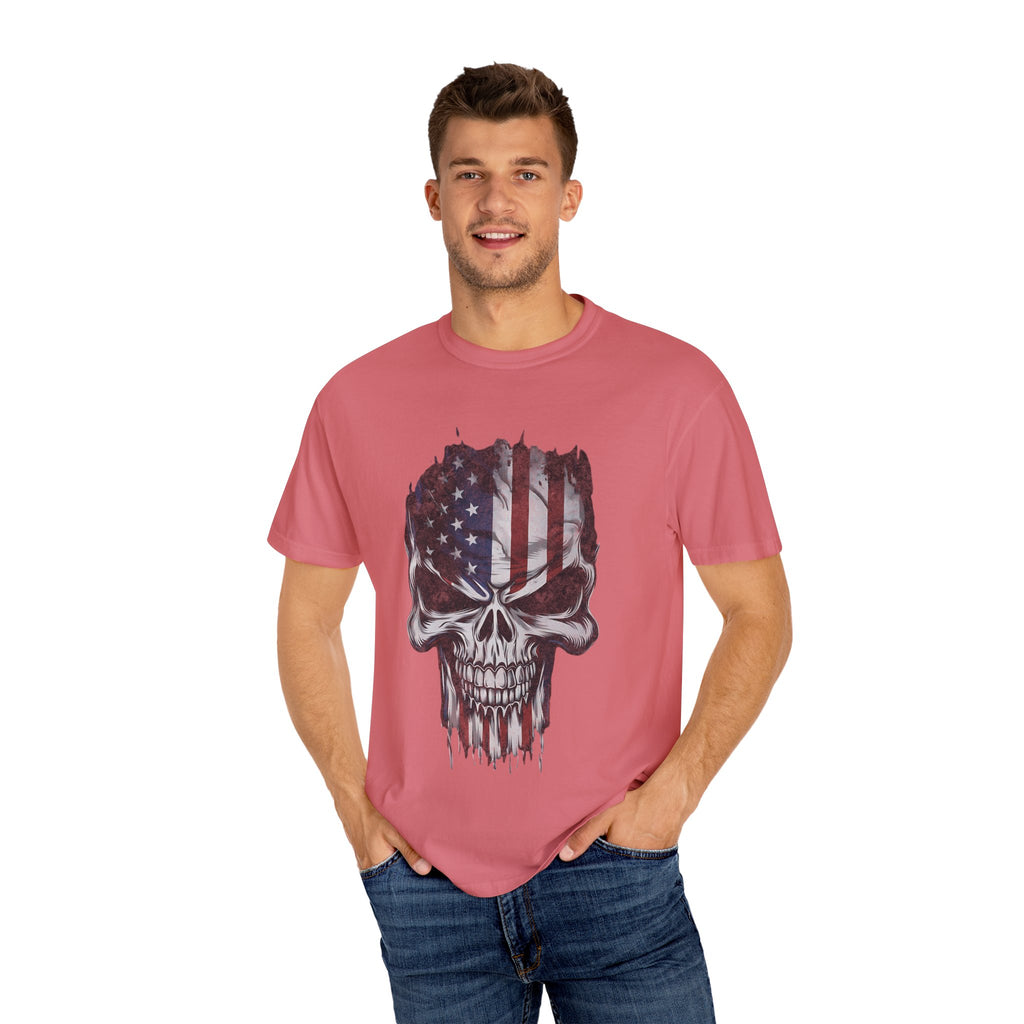 America Skull Face US Flag T-shirt