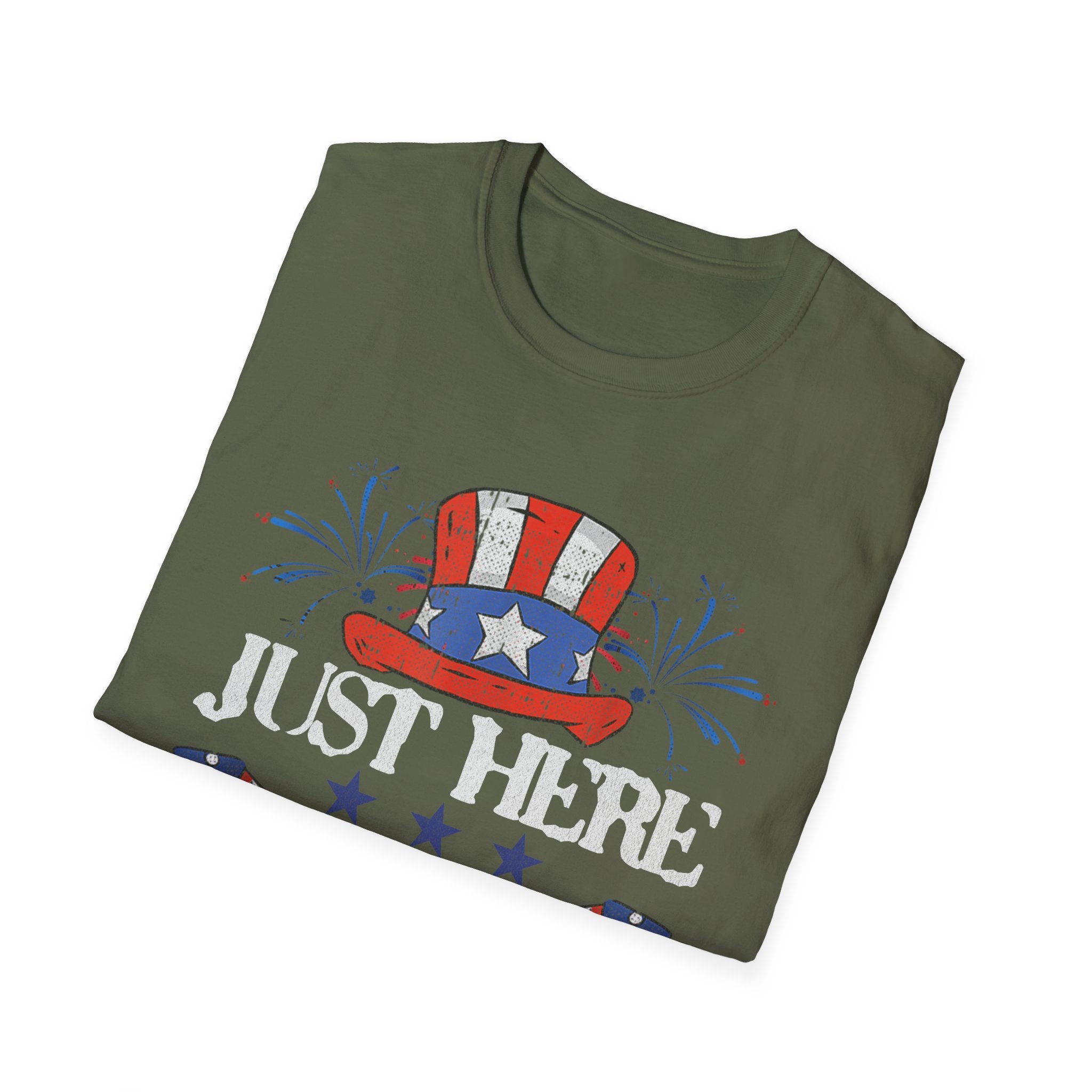 Just Here to Bang 4th of July Adult T-Shirt