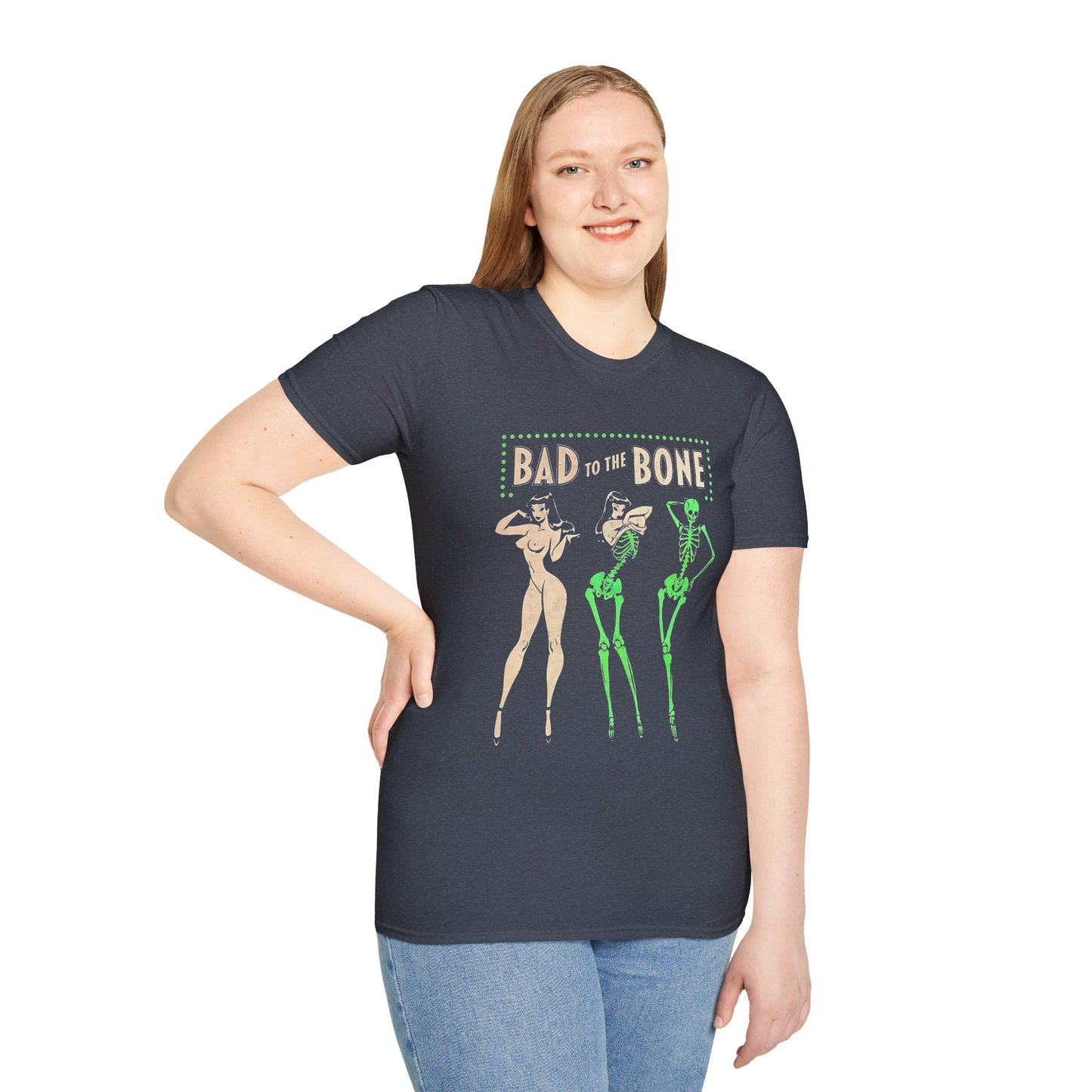Bad to the Bone Halloween Skeleton Woman Baddie T-Shirt