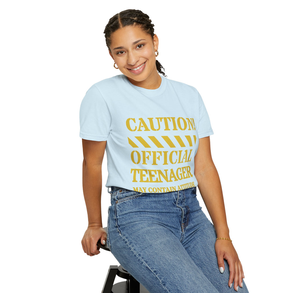 Caution! Official Teenager T-Shirt — 'May Contain Attitude' Youth Graphic Tee