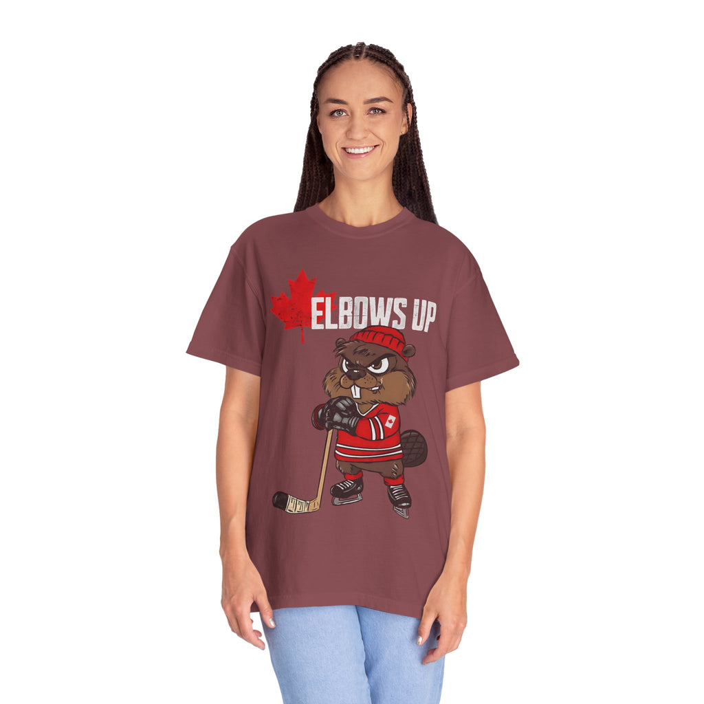 Elbows Up Canada Beaver Hockey Player T-shirt