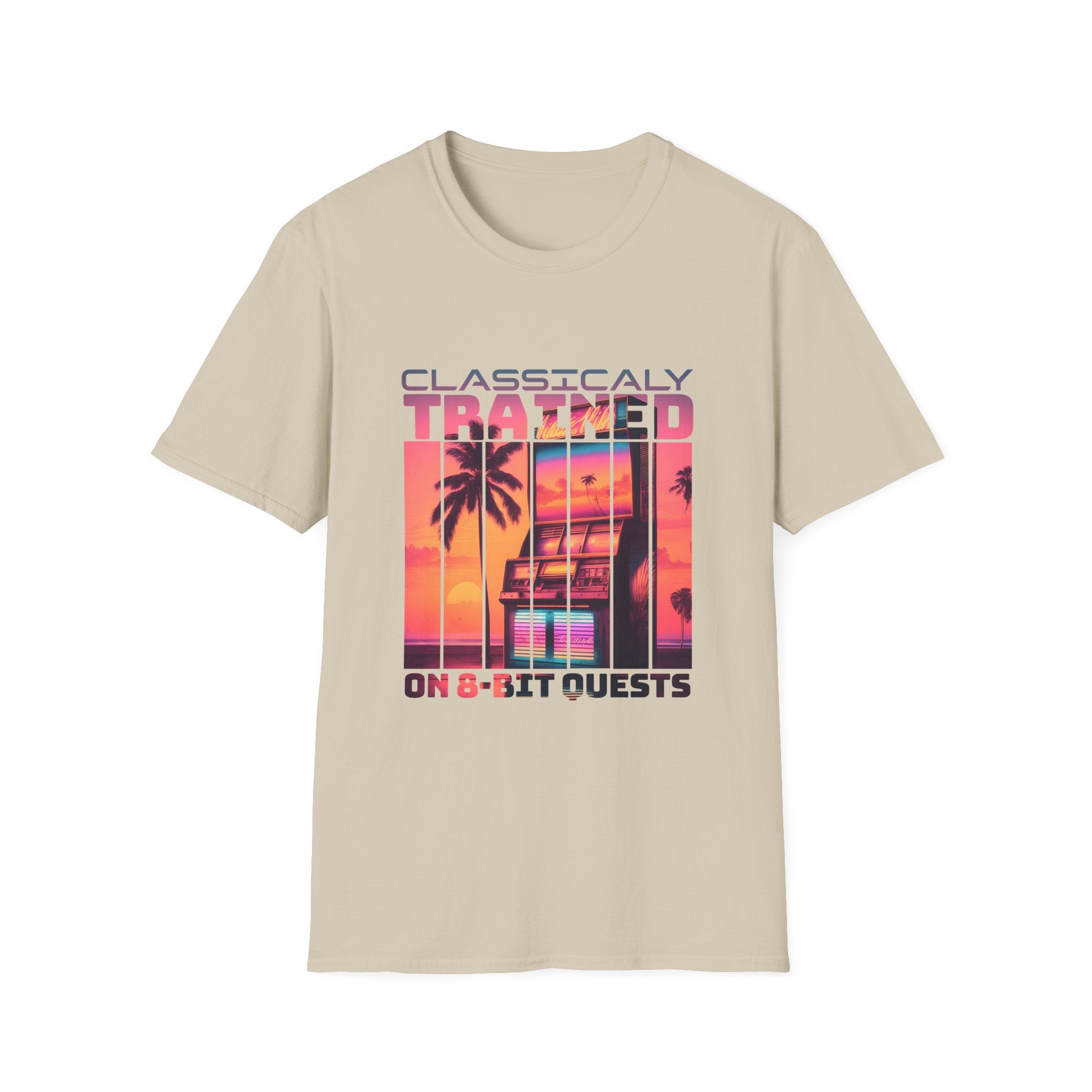 Synthwave Retro Classically Trained on 8-Bit Quests Arcade T-Shirt