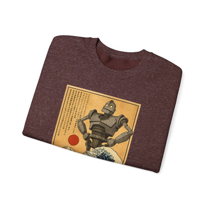 Mecha Shadows Over Fuji Retro Anime Sweatshirt