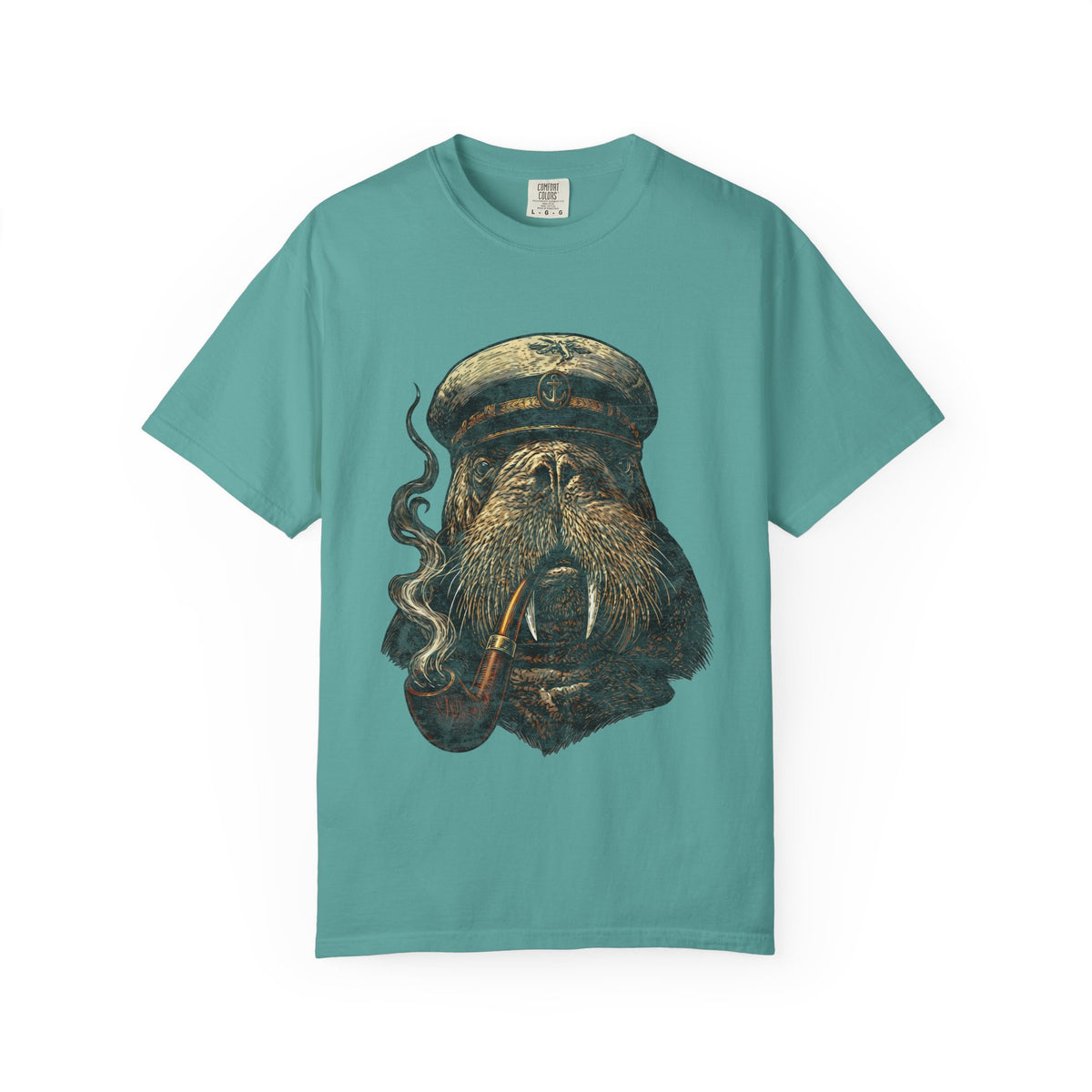 Captain Walrus Shirt, Vintage Sailor Tee, Retro Nautical Boat Captain, Smoking Pipe Animal Boat Shirt, Sea Captain Gift Comfort Colors® Tee