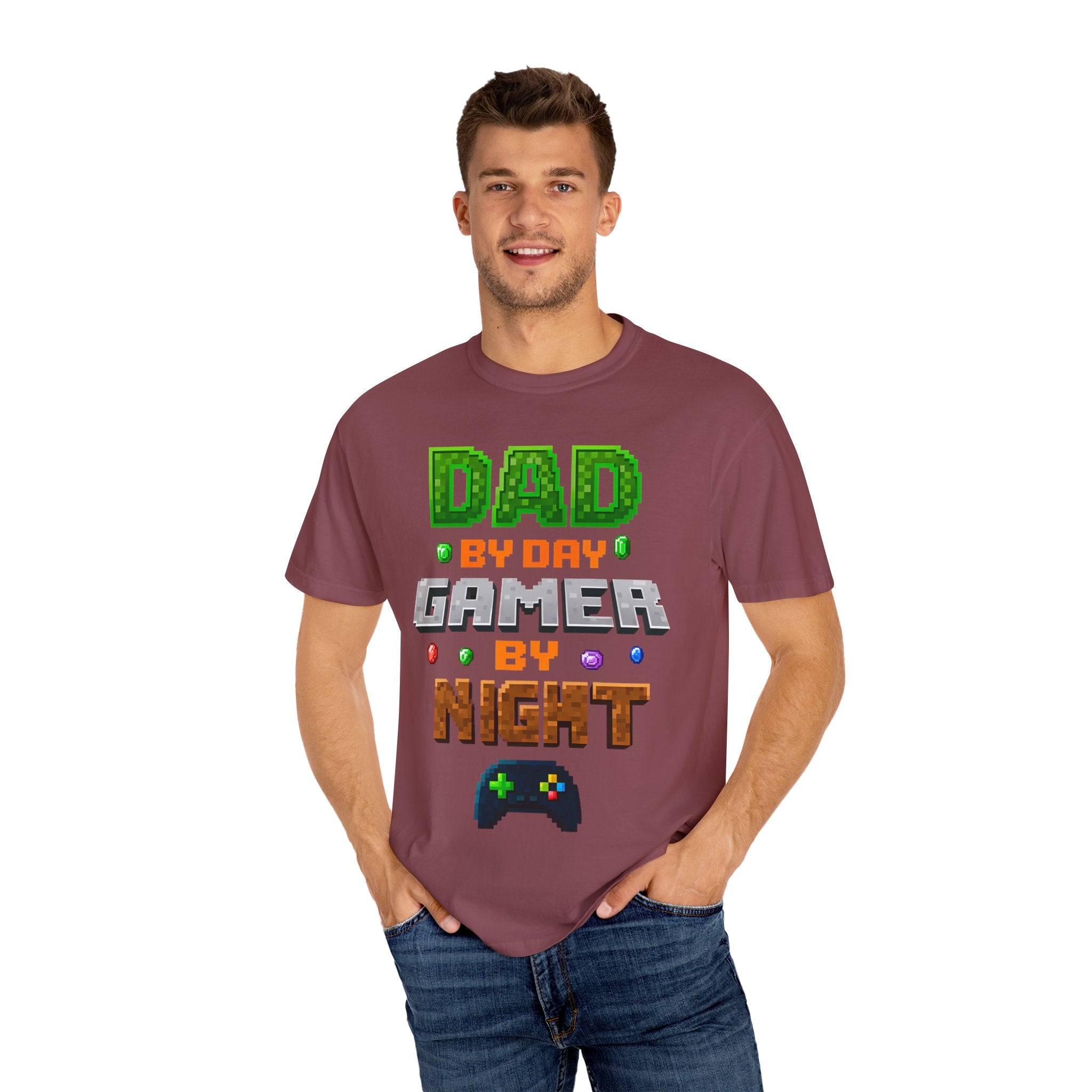 Dad By Day, Gamer By Night – Pixel Hero T-shirt