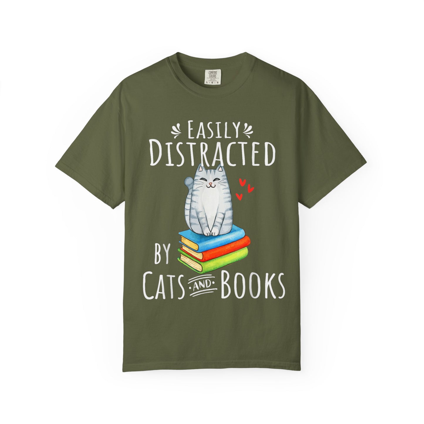 Easily Distracted by Books and Cats T-shirt