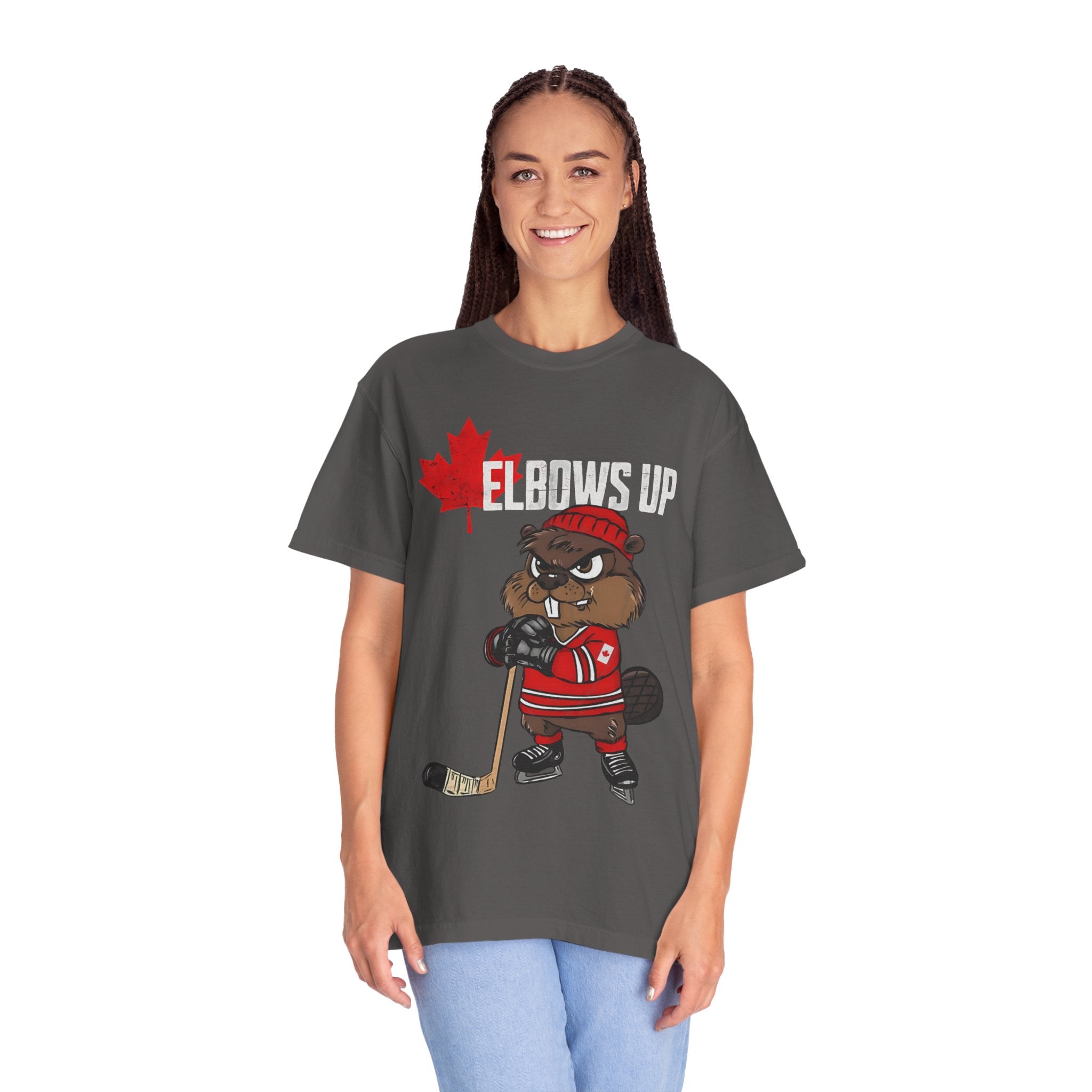 Elbows Up Canada Beaver Hockey Player T-shirt