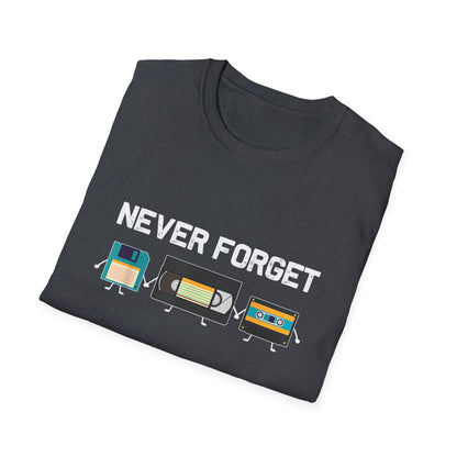 VHS Tape Cassette Floppy Disk – Never Forget Retro T-Shirt
