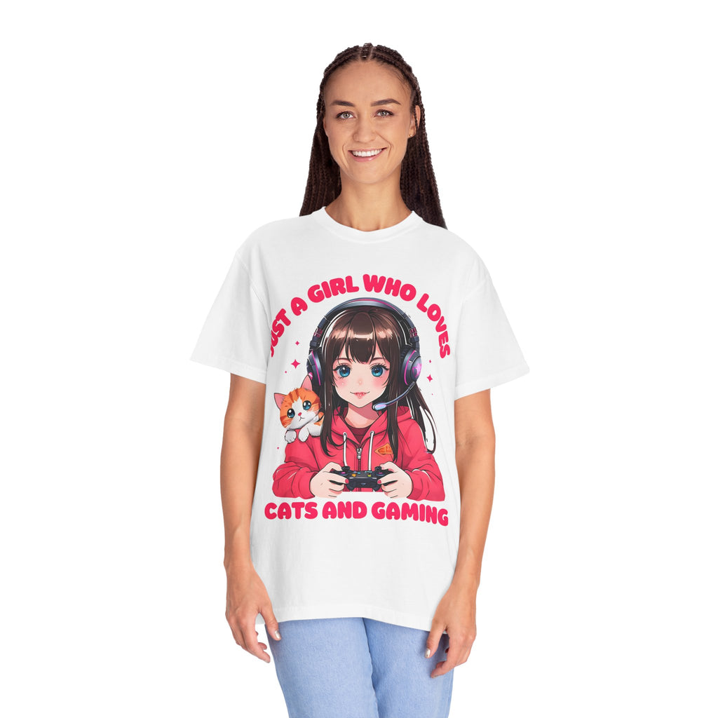 Just A Girl Who Loves Cats and Gaming T-shirt