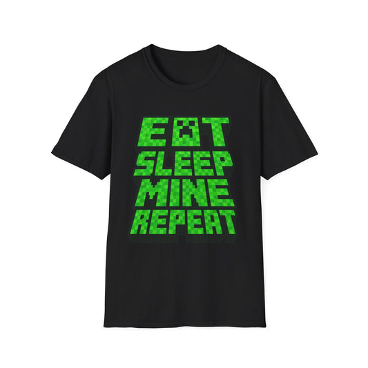 Funny Miner Gamer Eat Sleep Mine Repeat T-shirt