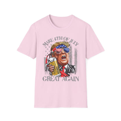 Make 4th of July Great Again Trump Beer Drinking T-Shirt