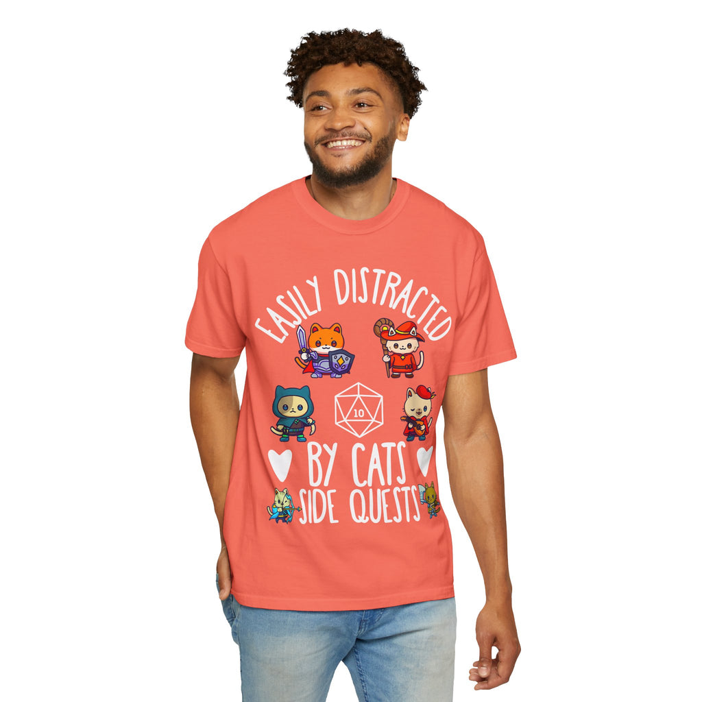 Easily Distracted by Cats and Side Quests T-shirt