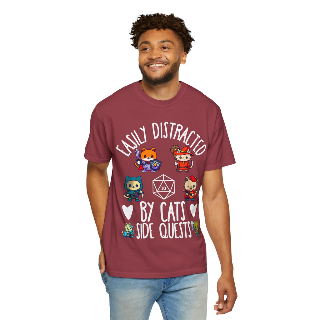 Easily Distracted by Cats and Side Quests T-shirt