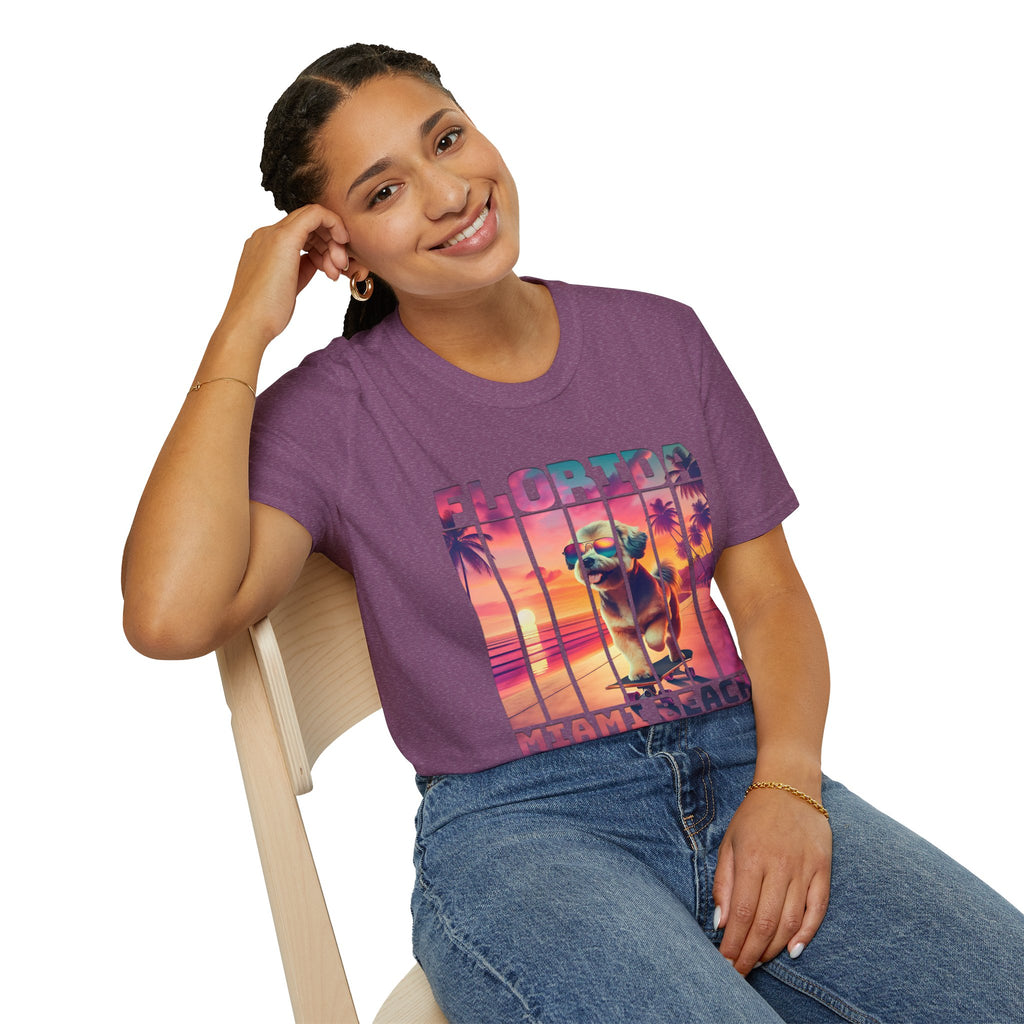 Florida Miami Beach Cool Summer Dog T-Shirt
