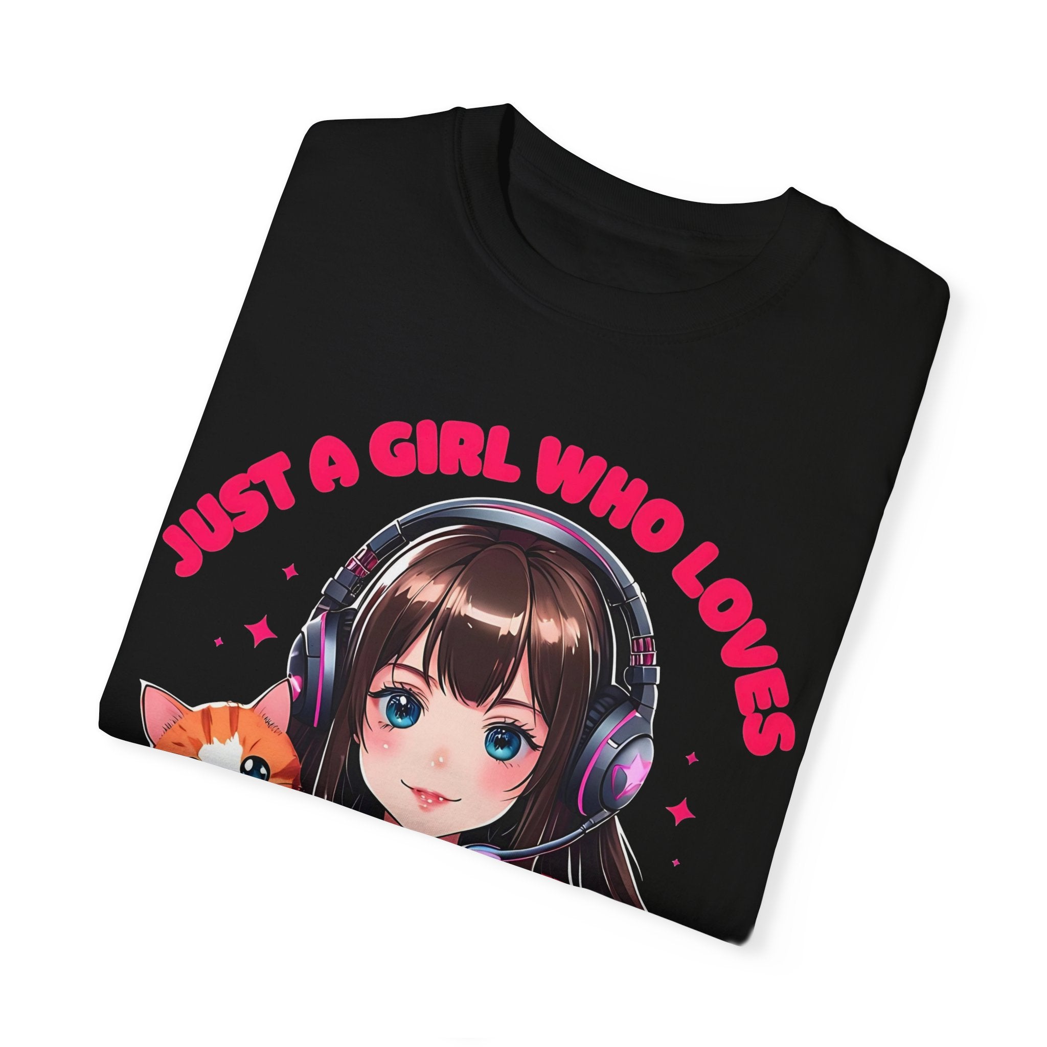 Just A Girl Who Loves Cats and Gaming T-shirt