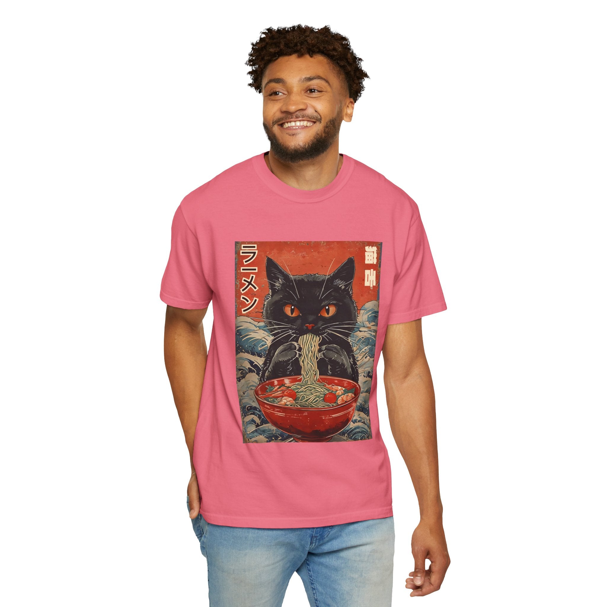 Japanese Cat Eating Ramen T-shirt