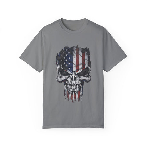 America Skull Face US Flag T-shirt