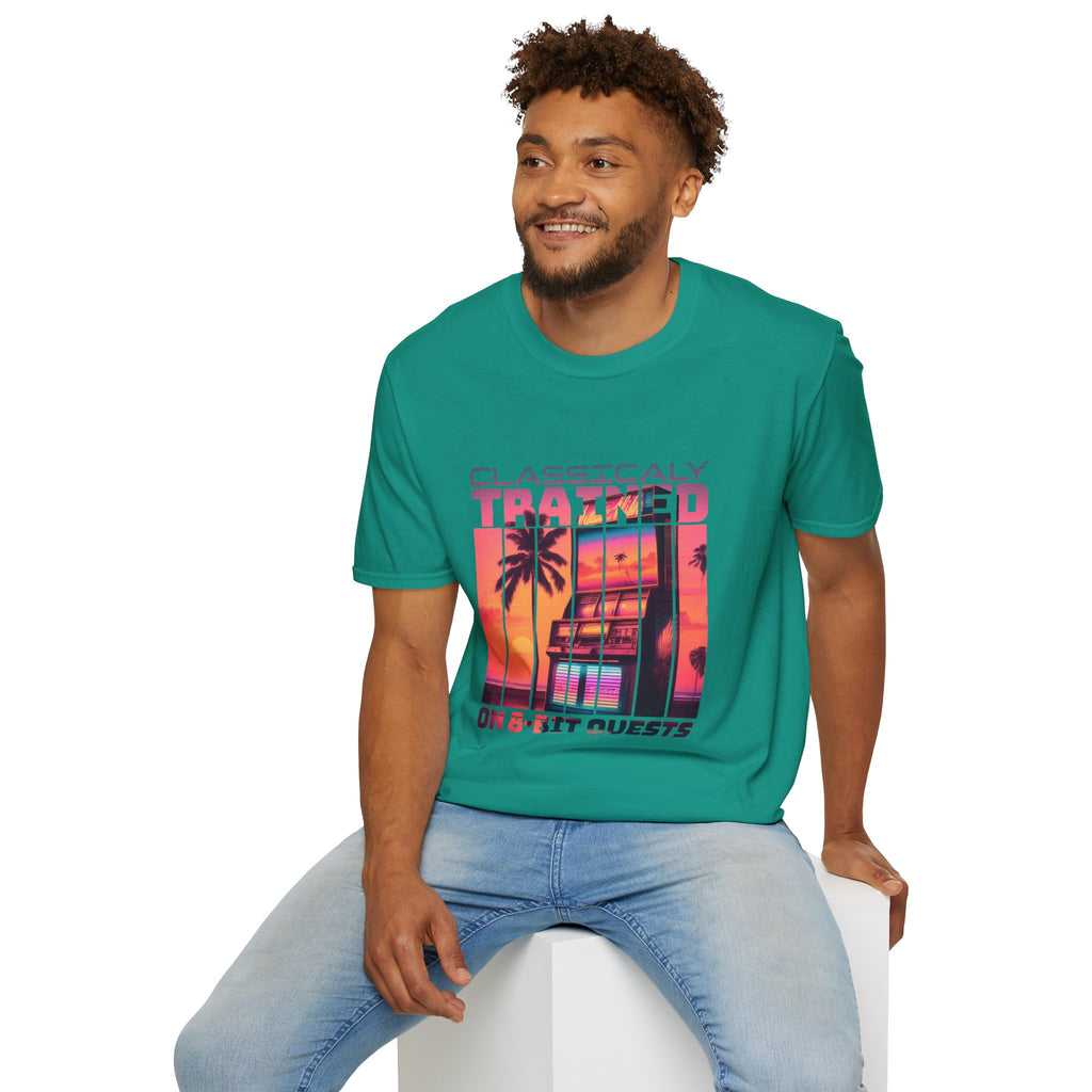 Synthwave Retro Classically Trained on 8-Bit Quests Arcade T-Shirt
