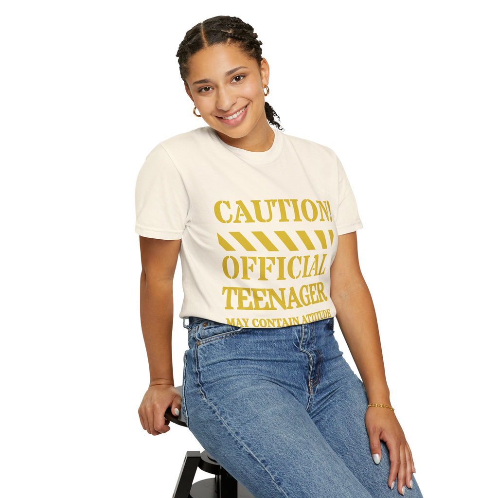 Caution! Official Teenager T-Shirt — 'May Contain Attitude' Youth Graphic Tee
