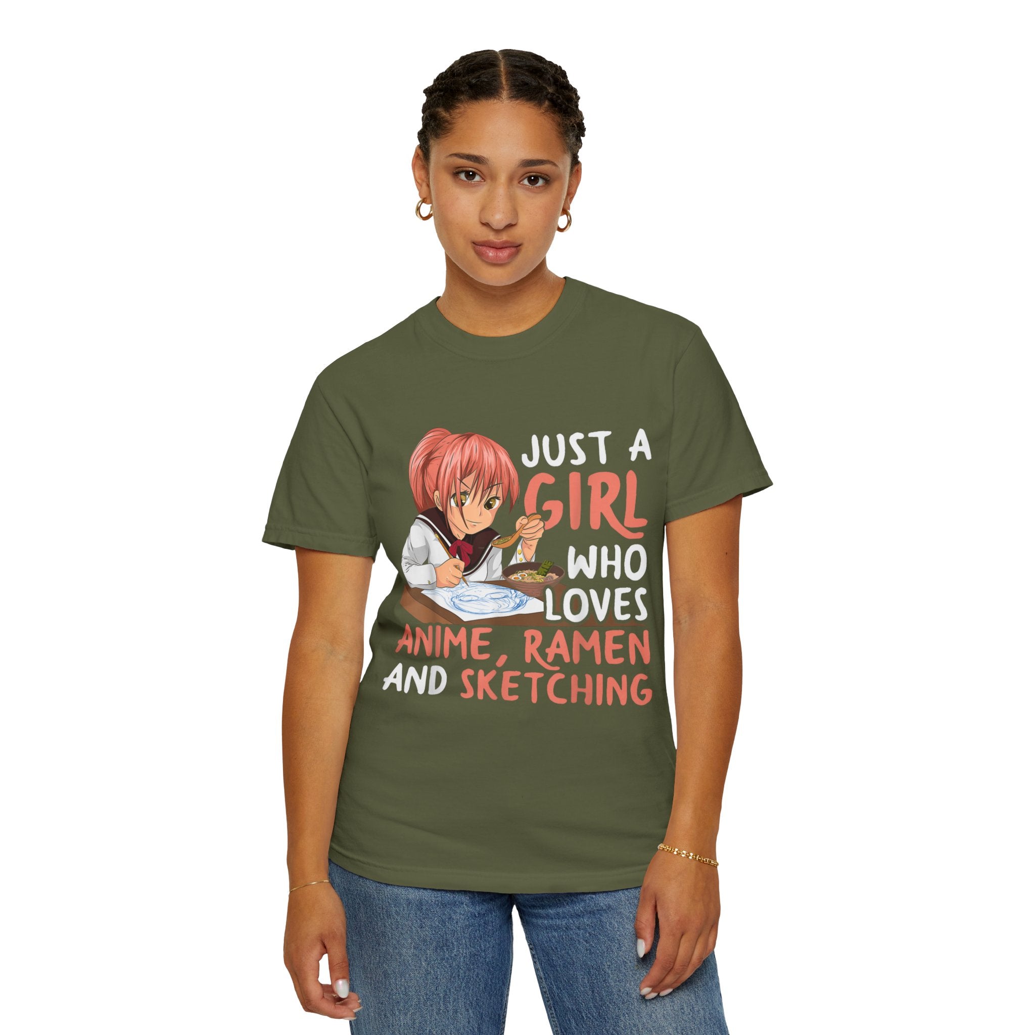 Just a Girl Who Loves Anime, Ramen & Sketching  Anime T-shirt