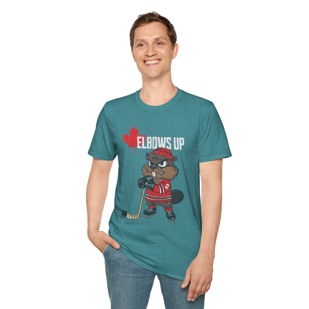 Beaver Hockey Elbows Up Canada Graphic Shirt