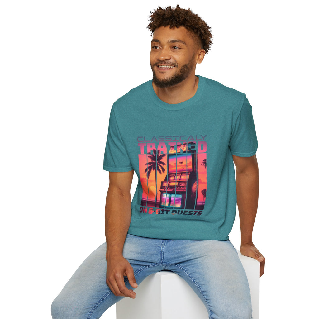 Synthwave Retro Classically Trained on 8-Bit Quests Arcade T-Shirt