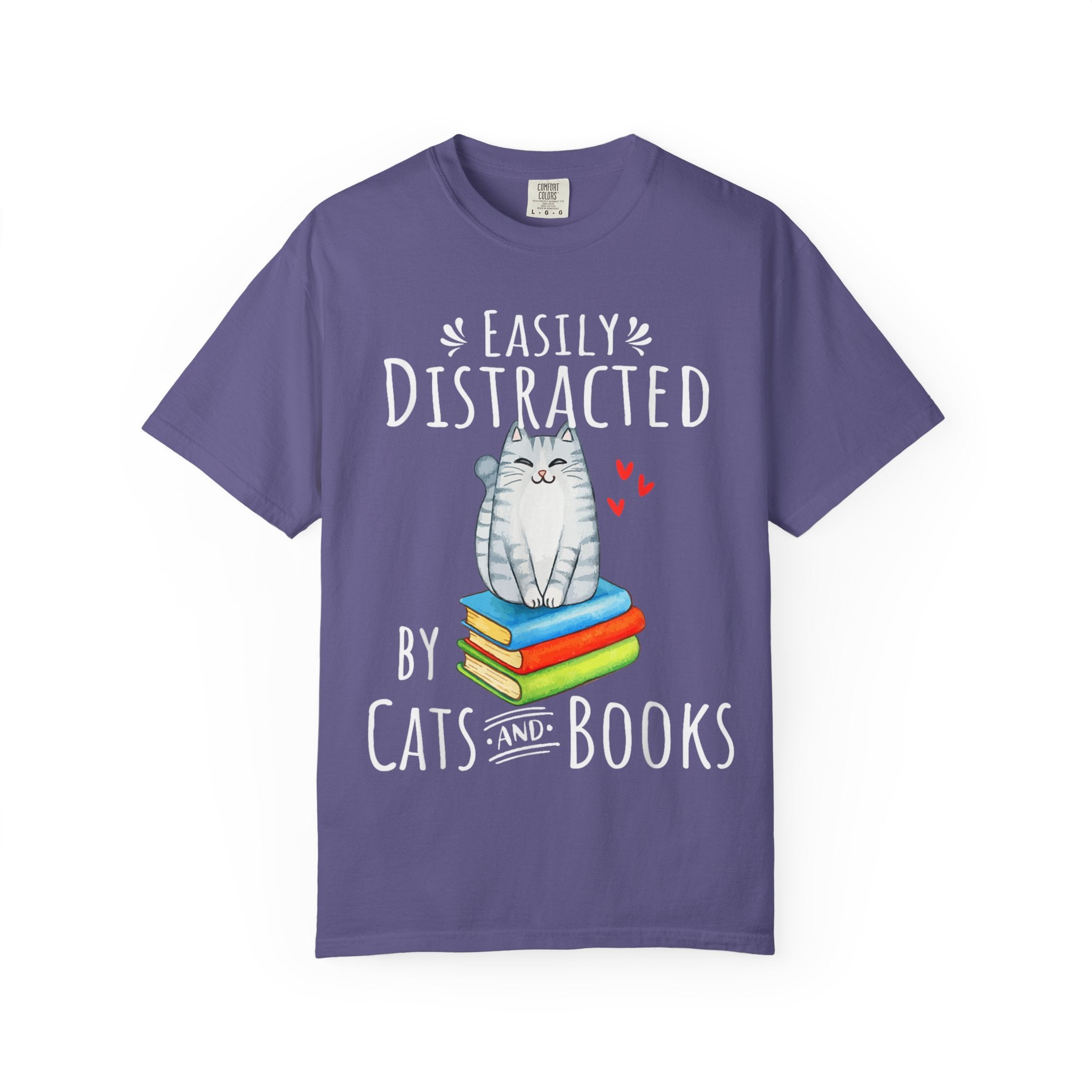 Easily Distracted by Books and Cats T-shirt