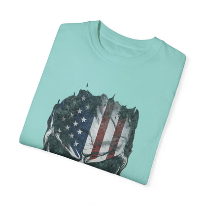 America Skull Face US Flag T-shirt