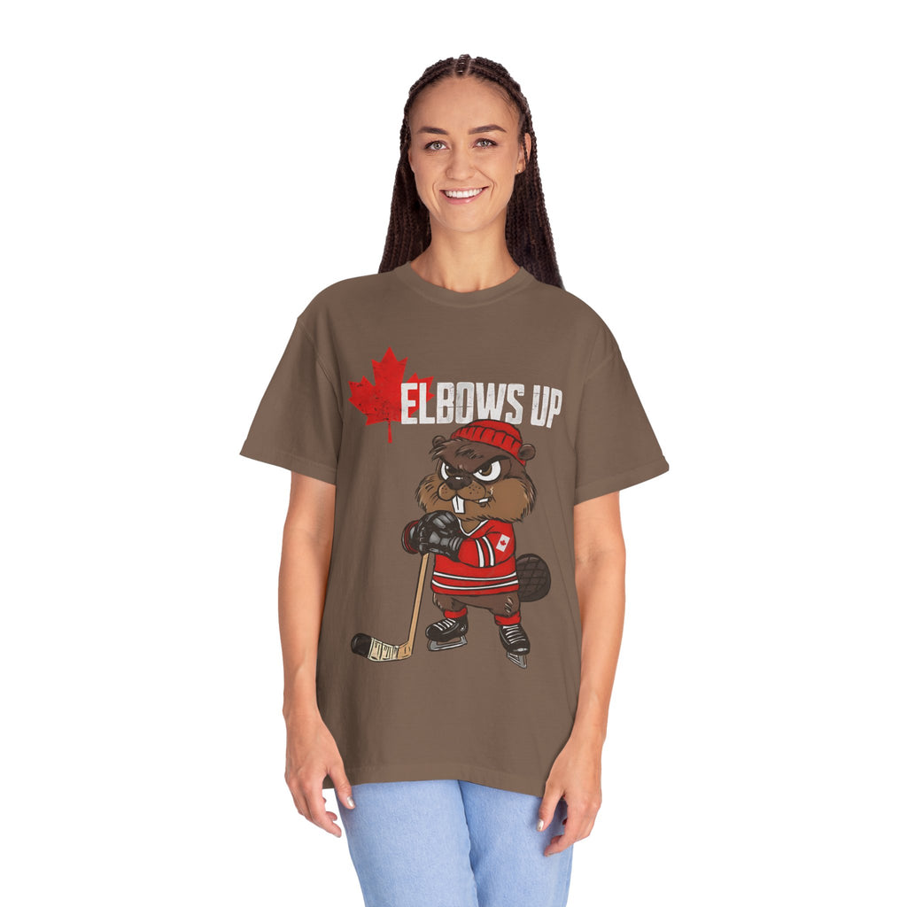 Elbows Up Canada Beaver Hockey Player T-shirt