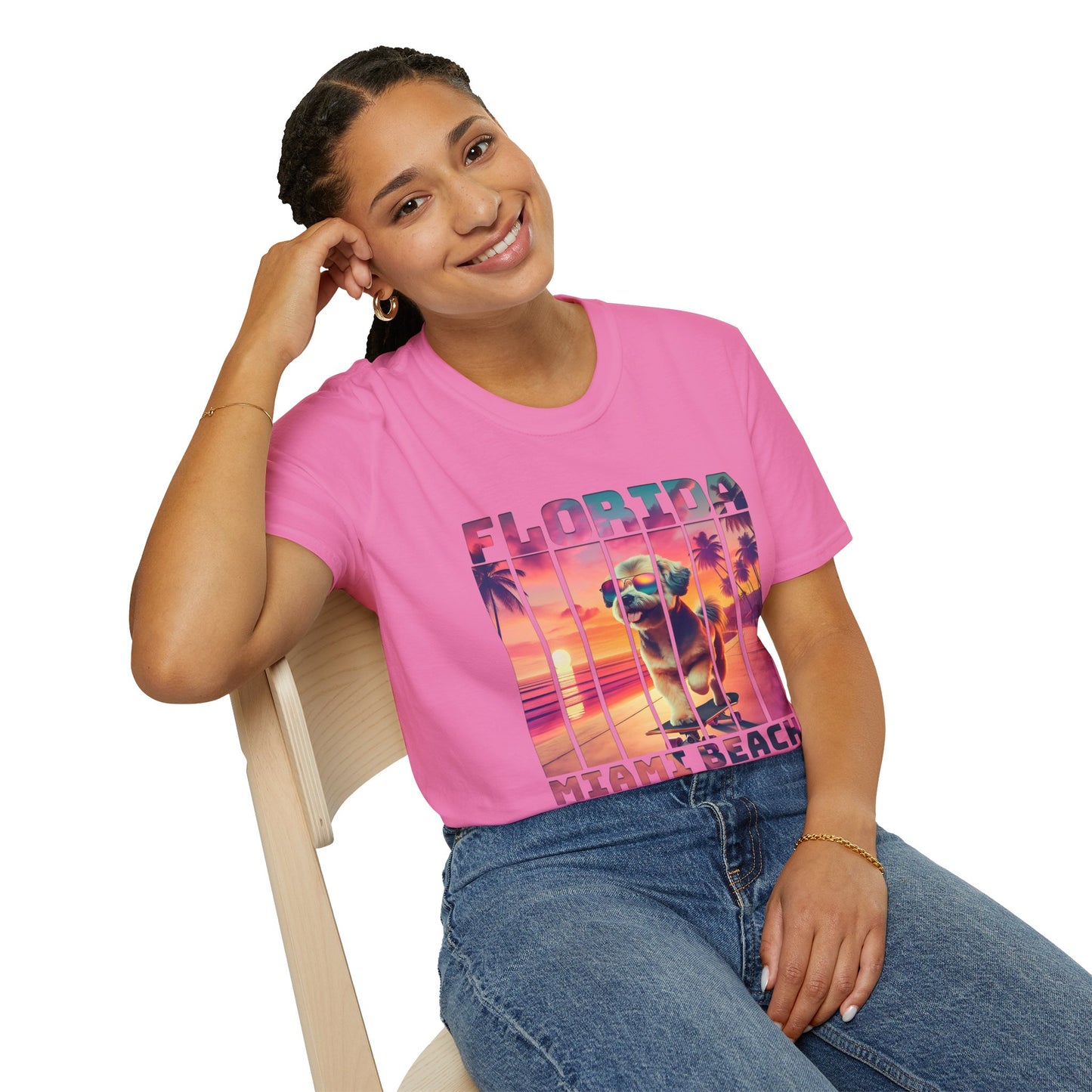 Florida Miami Beach Cool Summer Dog T-Shirt