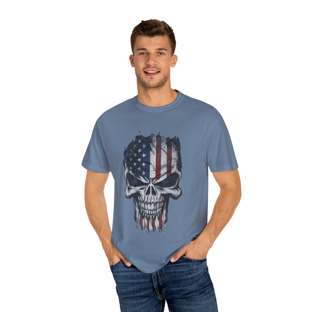 America Skull Face US Flag T-shirt