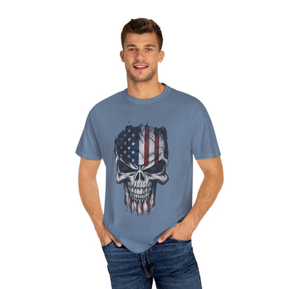 America Skull Face US Flag T-shirt