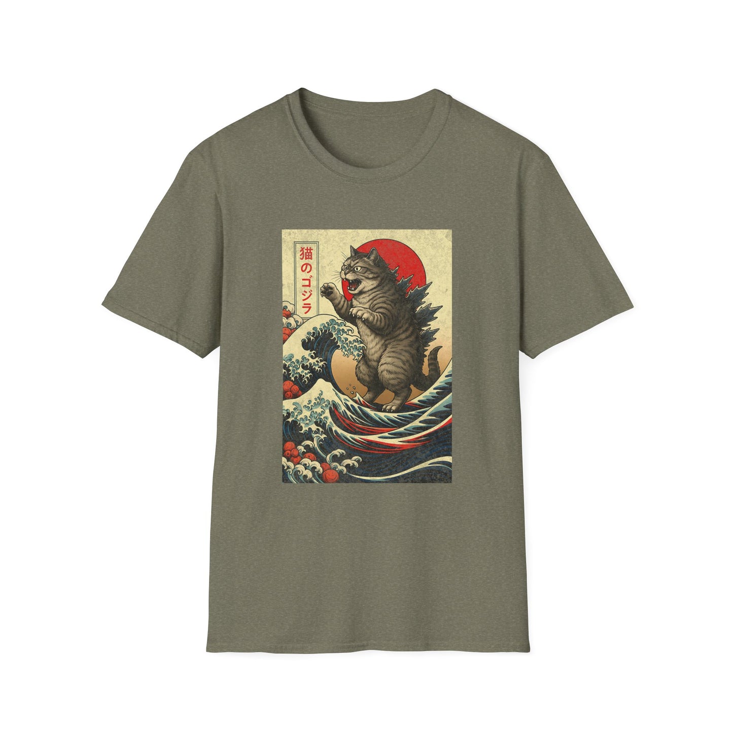 Japan Wave Landscape Catzilla Kaiju T-Shirt