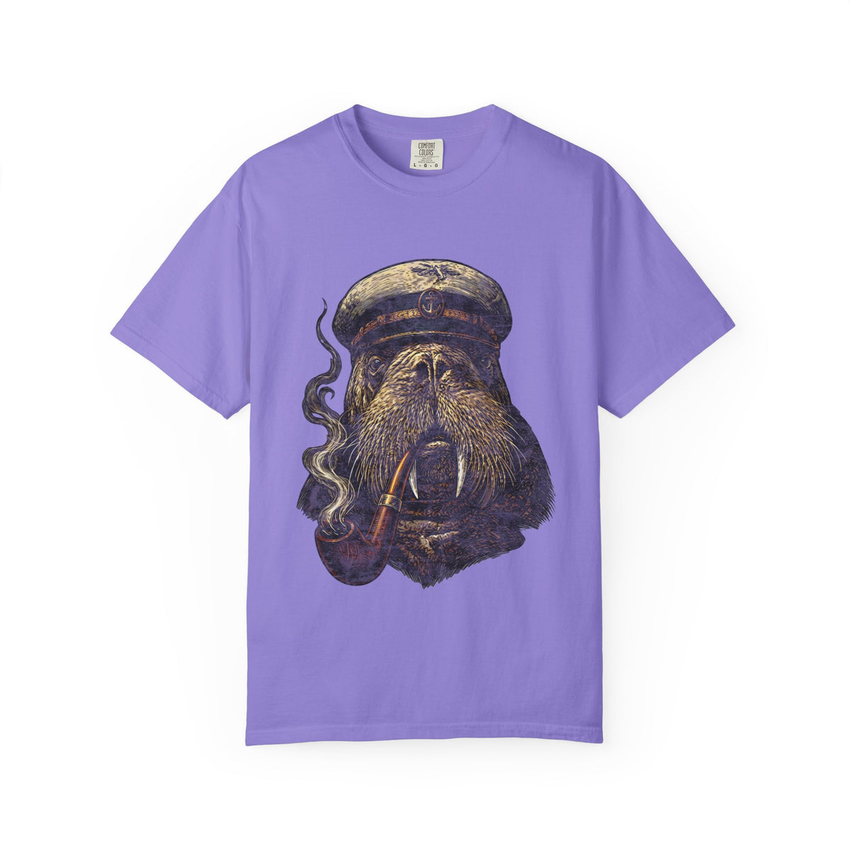 Captain Walrus Shirt, Vintage Sailor Tee, Retro Nautical Boat Captain, Smoking Pipe Animal Boat Shirt, Sea Captain Gift Comfort Colors® Tee