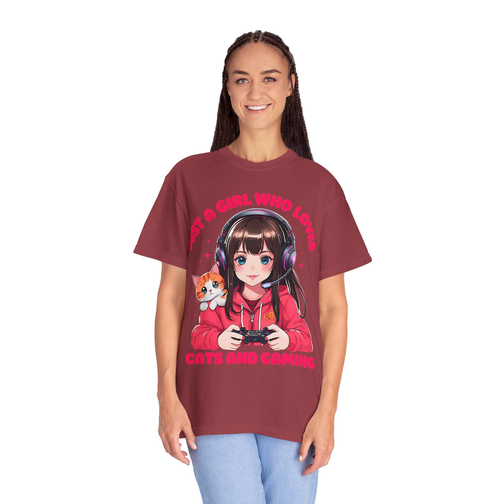 Just A Girl Who Loves Cats and Gaming T-shirt