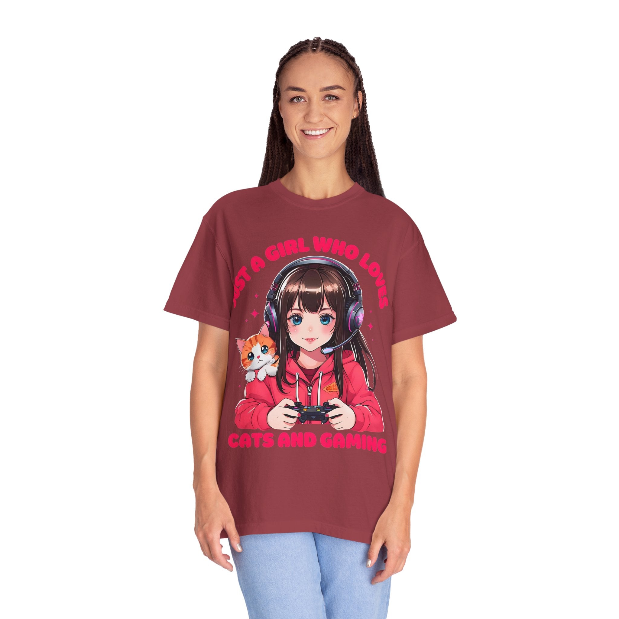 Just A Girl Who Loves Cats and Gaming T-shirt