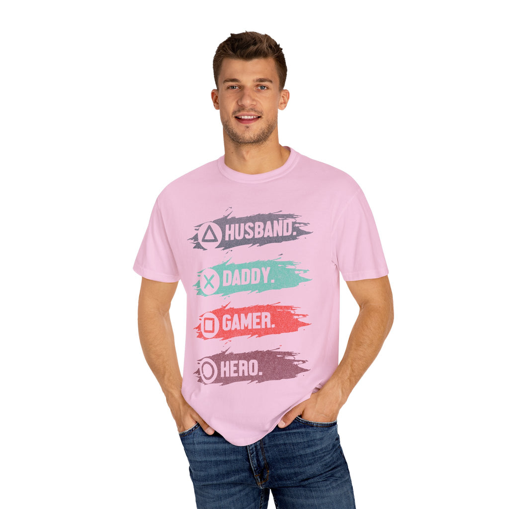 Husband Daddy Gamer Hero Funny Dad Gamer T-shirt