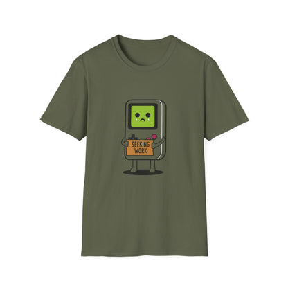 Seeking Work Funny Unemployed Retro Gamer T-Shirt