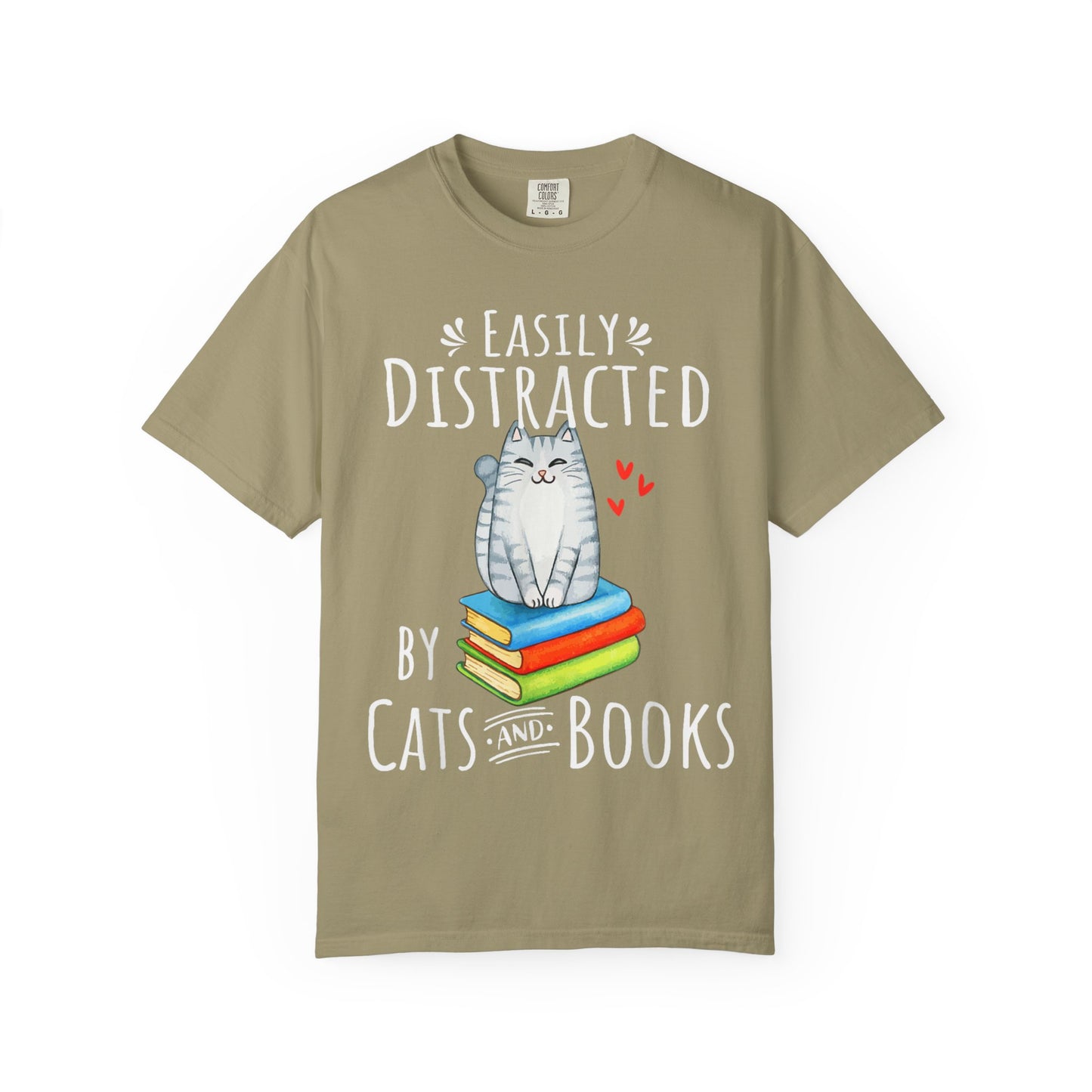 Easily Distracted by Books and Cats T-shirt