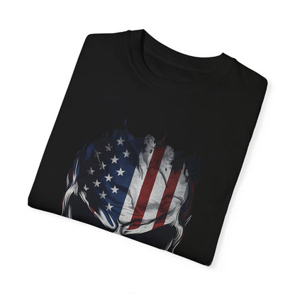 America Skull Face US Flag T-shirt