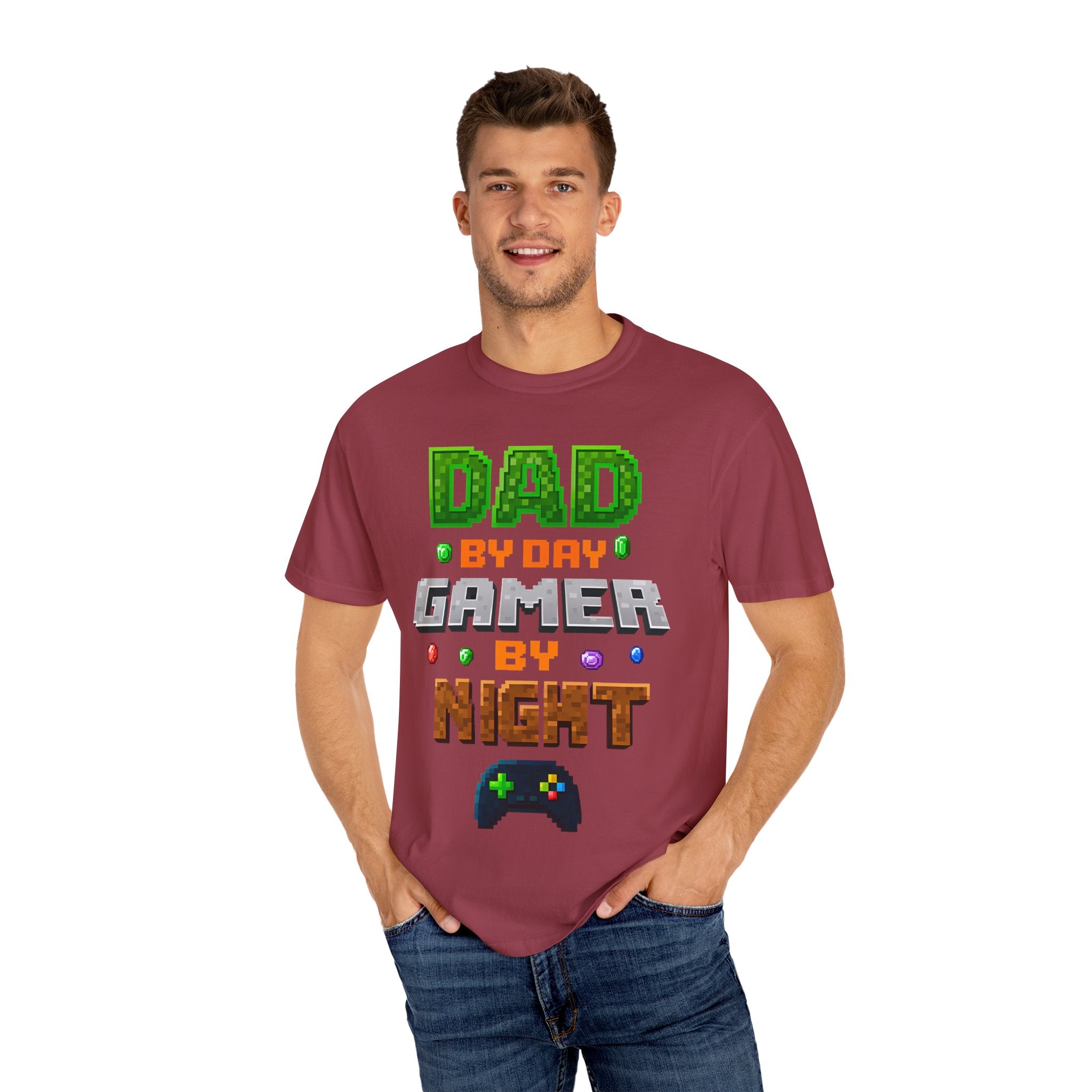 Dad By Day, Gamer By Night – Pixel Hero T-shirt