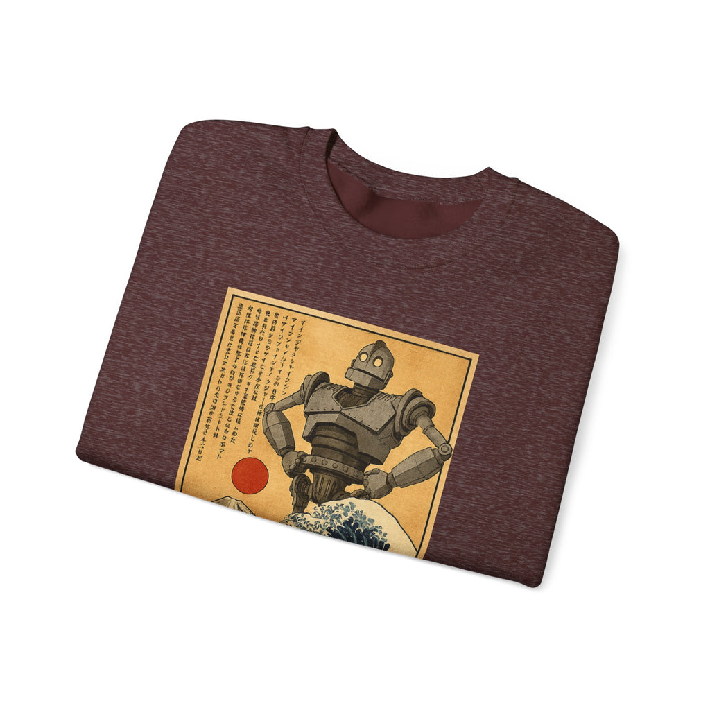 Mecha Shadows Over Fuji Retro Anime Sweatshirt