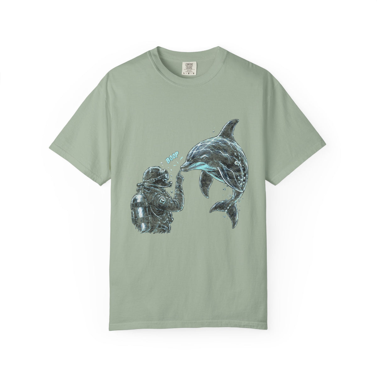 Scuba Diver Dolphin Shirt, Vintage Ocean Graphic Tee, Deep Sea Diver Gift, Cute Marine Life Apparel, Scuba Diving Lover Top | Comfort Col...