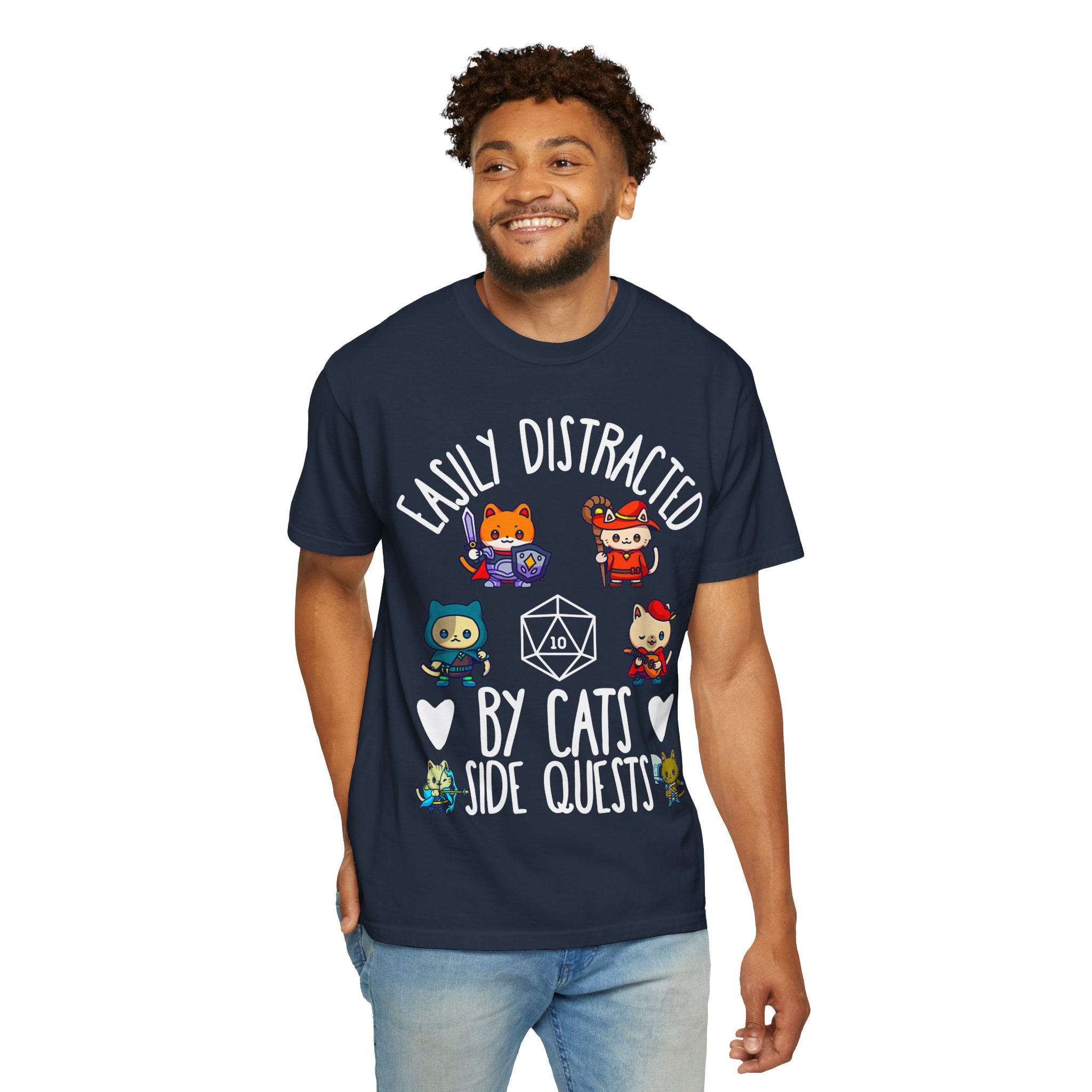 Easily Distracted by Cats and Side Quests T-shirt