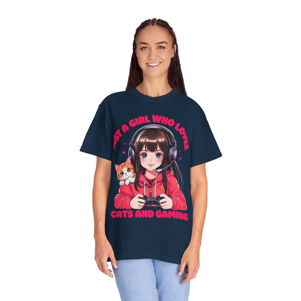 Just A Girl Who Loves Cats and Gaming T-shirt