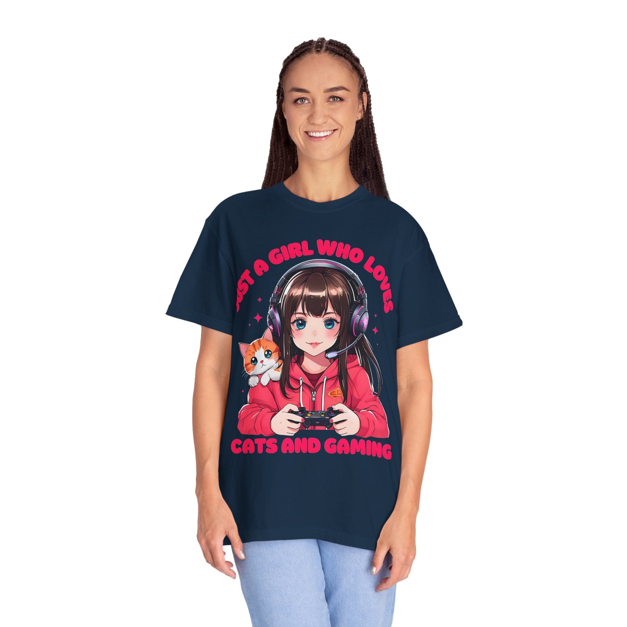 Just A Girl Who Loves Cats and Gaming T-shirt