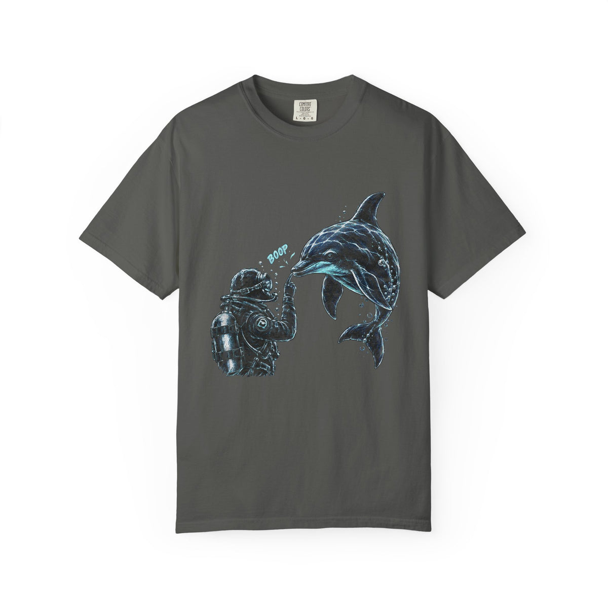Scuba Diver Dolphin Shirt, Vintage Ocean Graphic Tee, Deep Sea Diver Gift, Cute Marine Life Apparel, Scuba Diving Lover Top | Comfort Col...
