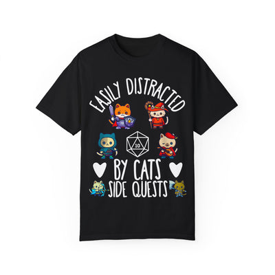 Easily Distracted by Cats and Side Quests T-shirt