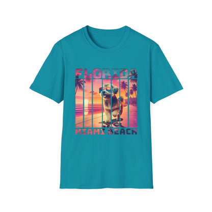Florida Miami Beach Cool Summer Dog T-Shirt